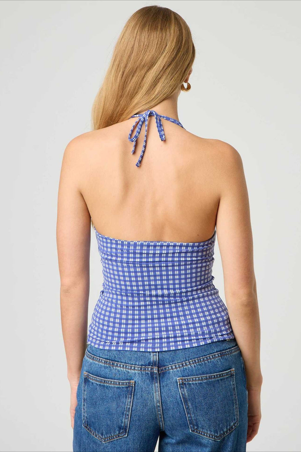Sexy Polka Dot Plaid Slim Halter Top