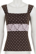 Vintage Polka Dot Lace Tank Top