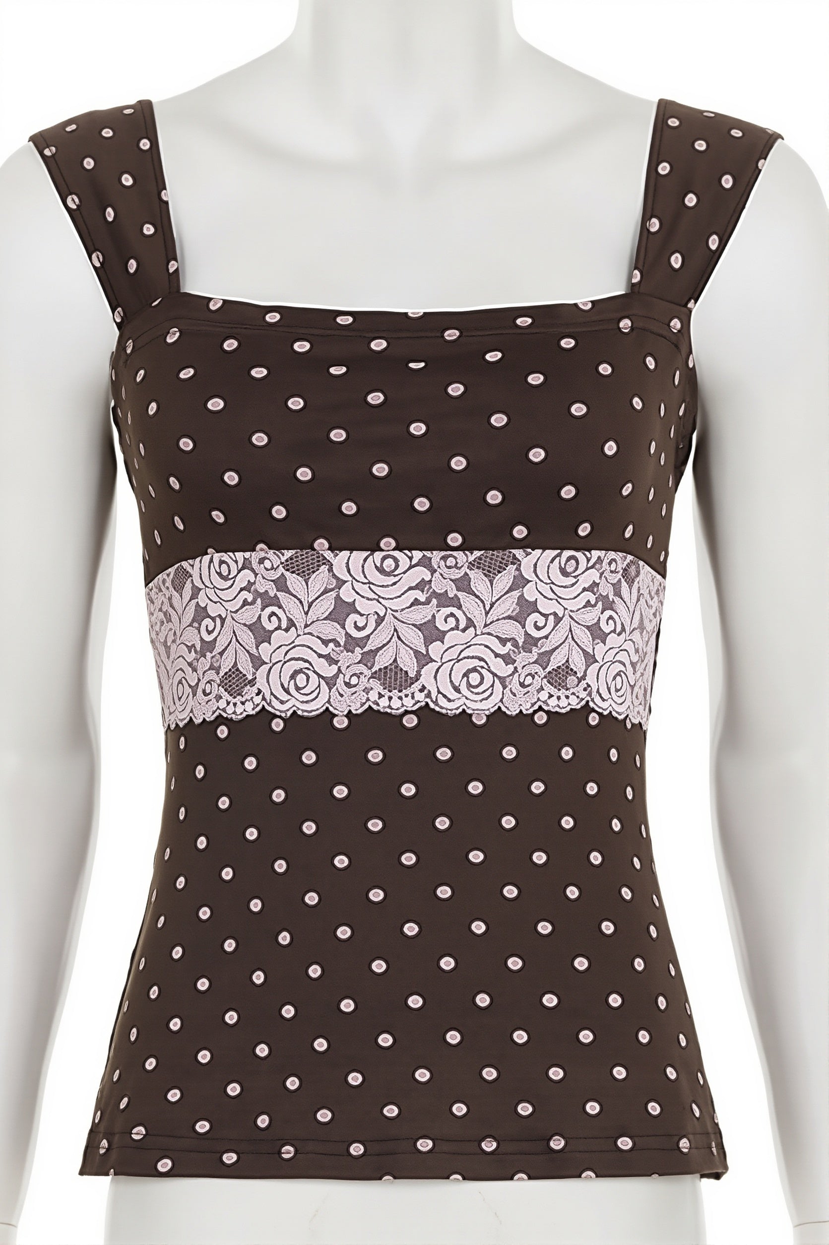 Vintage Polka Dot Lace Tank Top