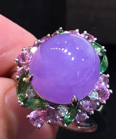 Lässige lila Edelstahl Kristall Zirkon Jade Ringe 