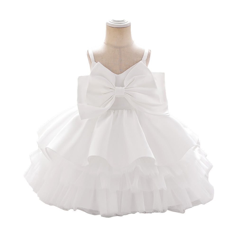 Elegante vestido de primera comunión para bebé, vestido de princesa para bautizo de niña pequeña. 
