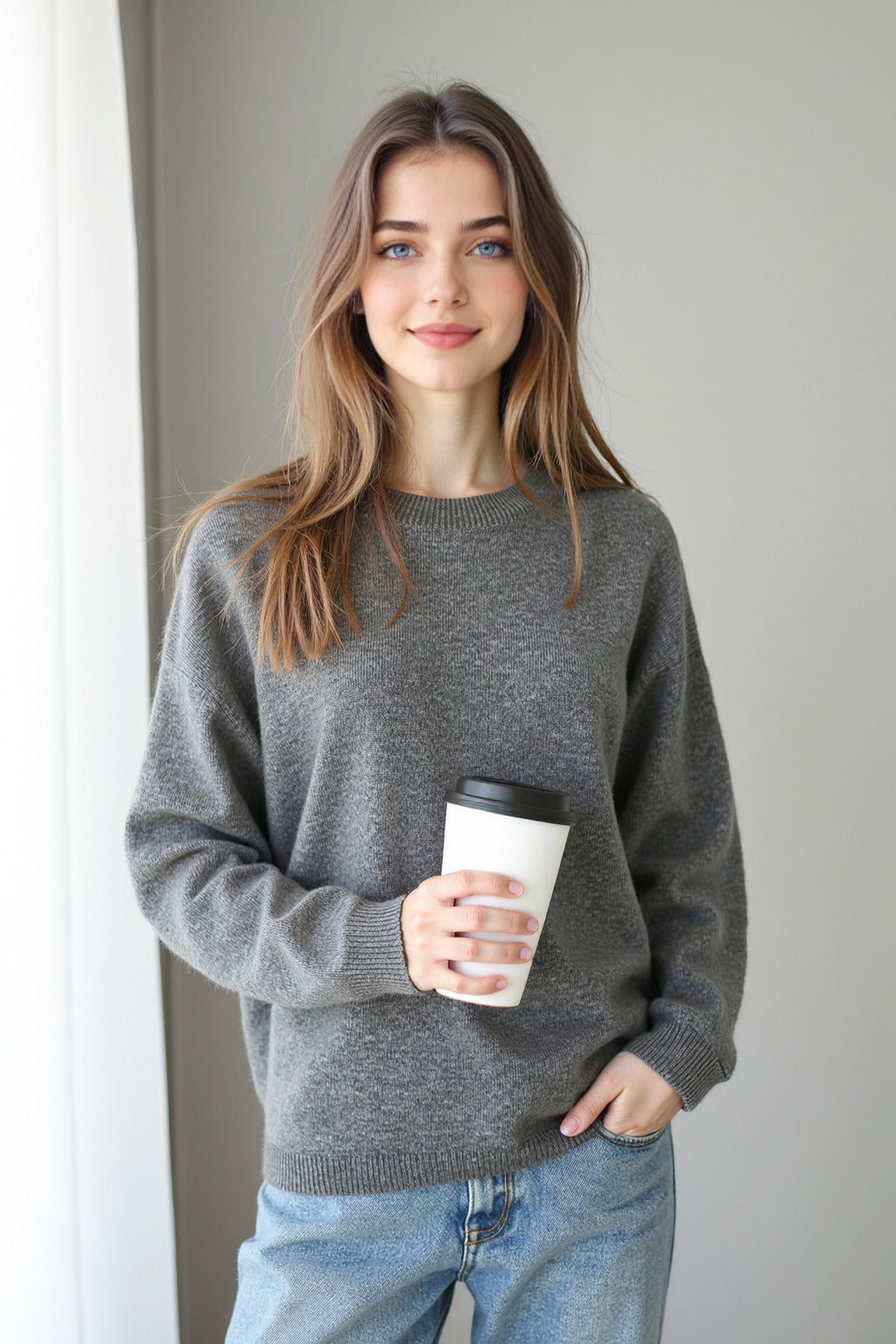 Seamless Knit Wool Pullover Sweater