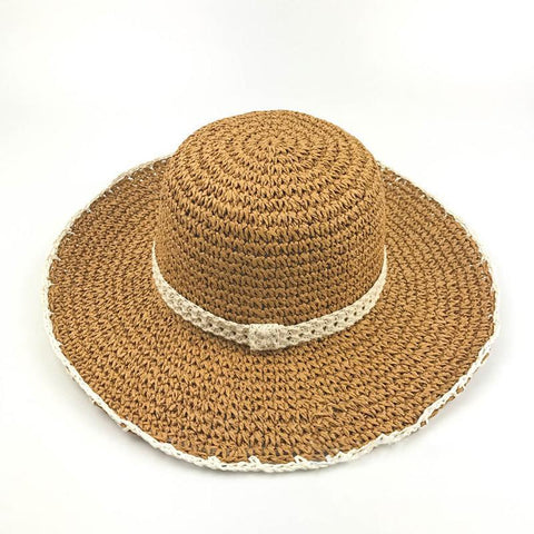 Sombrero plano de paja para playa de verano 