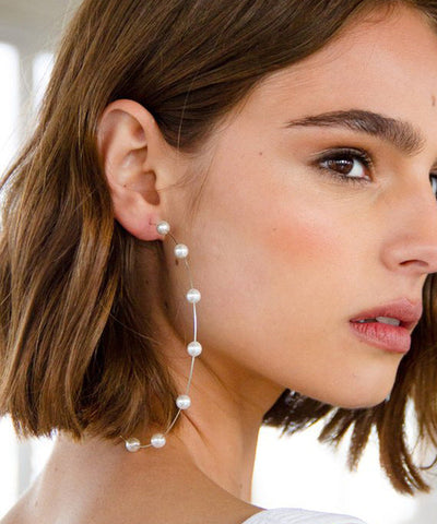 Boho Gold Copper Alloy Pearl Hoop Earrings