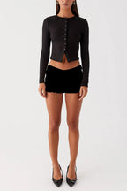Knit Ribbed Button Front Crop Cardigan