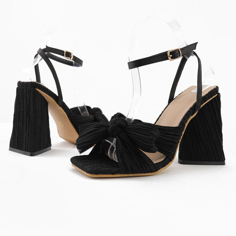 Bow Knot Chunky Heel Sandals