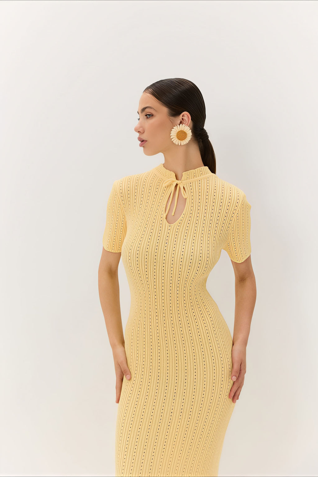 Candy Color Round Neck Short Sleeve Bodycon Knitted Maxi Dress