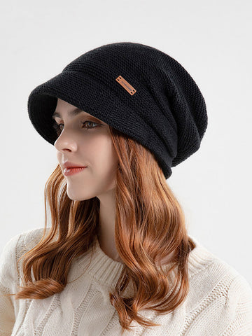 Women Winter Casual Knitted Solid Wide Brim Hat