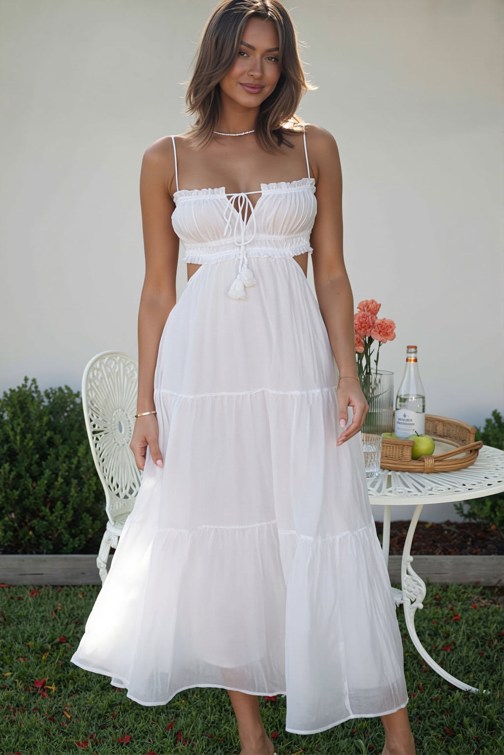 Casual Chiffon Cutout A-Line Maxi Dress