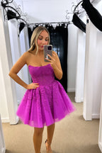 A-Line Tulle Lace Homecoming Dress with Appliques