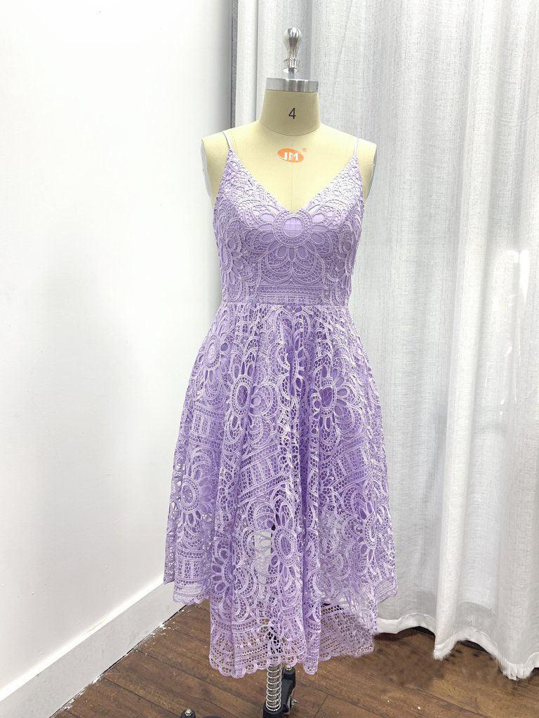 Vestido de dama de honor, baile de graduación y regreso a casa con escote en V y encaje rosa perla BD053
