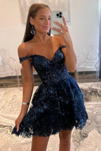 Sequins Appliques Short Homecoming Dress Cocktail Dress