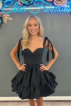 A-line Ruffle Cute Sweetheart Homecoming Dresses