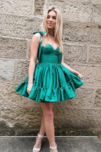 A-line Ruffle Cute Sweetheart Homecoming Dresses