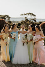 A-line Straps Ruffle Neck Ruched Long Bridesmaid Dress