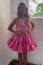 A-line Ruffle Cute Sweetheart Homecoming Dresses