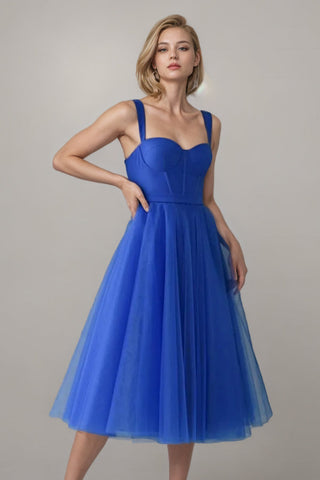 A-line Tulle Corset Blue Short Homecoming  Dress Mini Dress