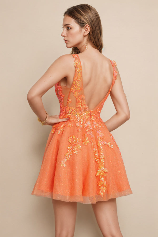 Glitzerndes A-Linien-Heimkehrkleid Partykleid mit Pailletten