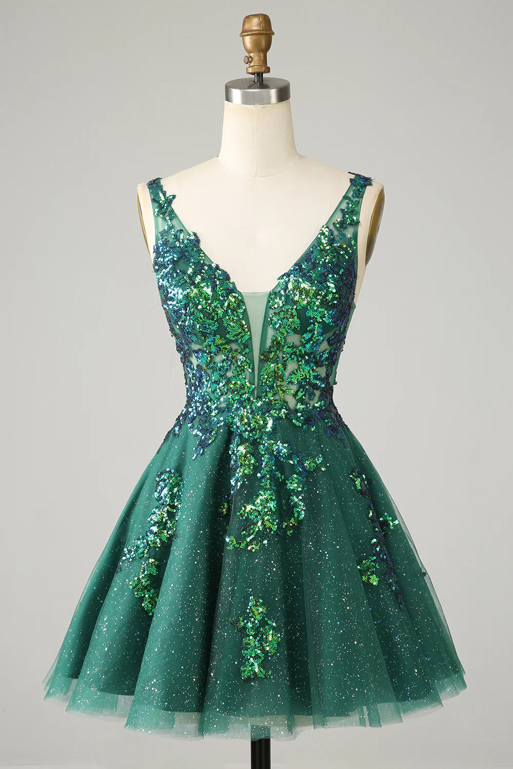 Glitzerndes A-Linien-Heimkehrkleid Partykleid mit Pailletten