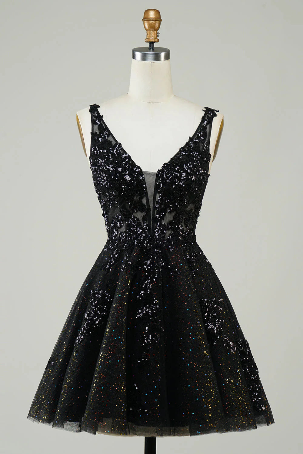 Glitzerndes A-Linien-Heimkehrkleid Partykleid mit Pailletten