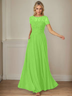Dunkelblaues A-Linien-Pailletten-Chiffonkleid mit U-Boot-Ausschnitt 