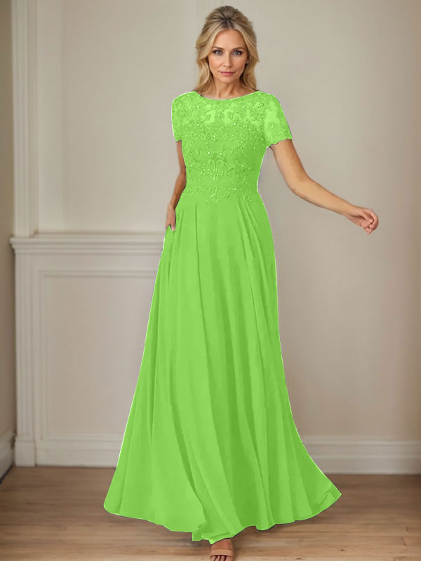 Dunkelblaues A-Linien-Pailletten-Chiffonkleid mit U-Boot-Ausschnitt 
