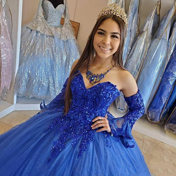 Ballkleid Sweetheart Lange Ärmel Quinceañera-Kleider, Abschlussballkleider