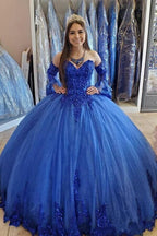 Ballkleid Sweetheart Lange Ärmel Quinceañera-Kleider, Abschlussballkleider