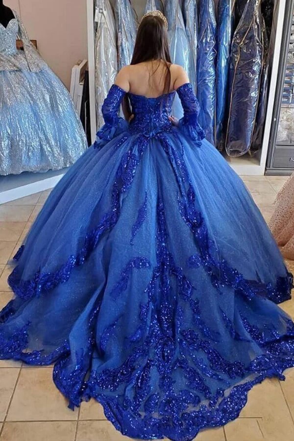 Ballkleid Sweetheart Lange Ärmel Quinceañera-Kleider, Abschlussballkleider