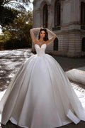 Wunderschönes langes ärmelloses A-Linien-Brautkleid aus Satin