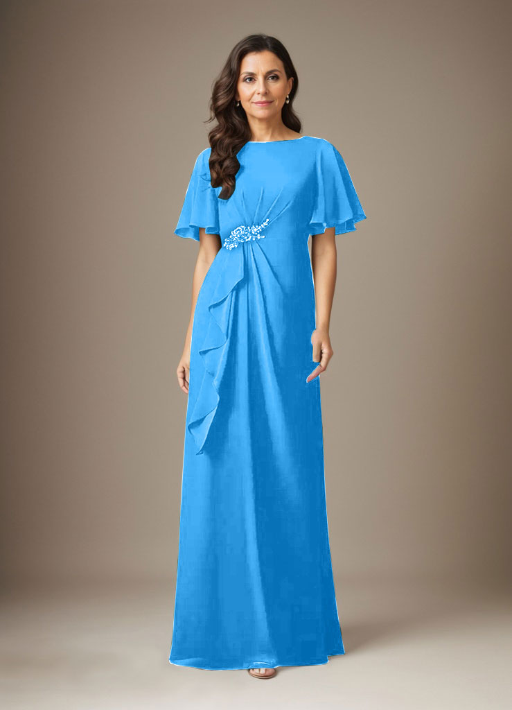 Vestido de gasa con cuentas en azul marino oscuro