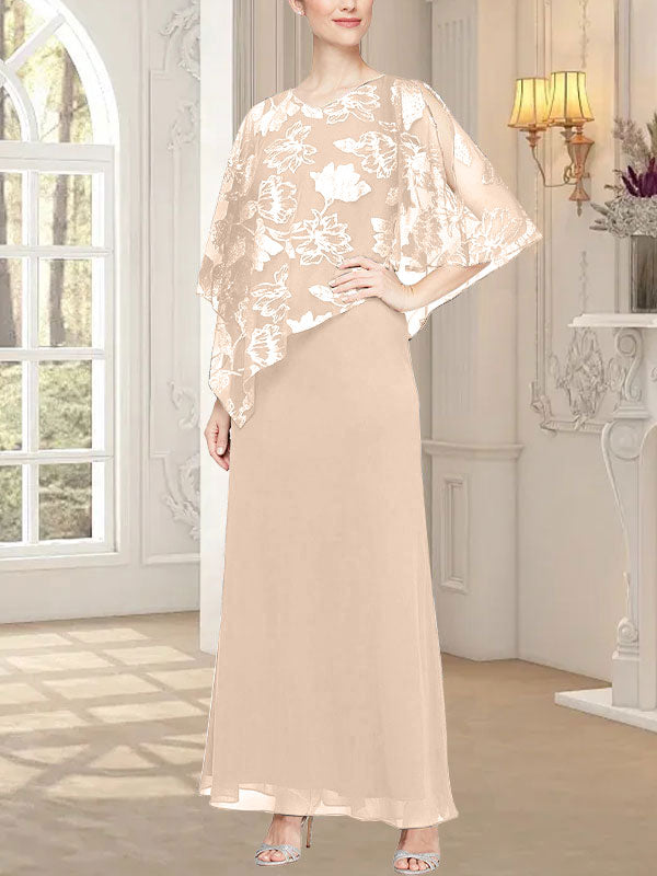 Langes Glitzer-Mesh-Kleid mit neuartigem asymmetrischem Überwurf-Oberteil 