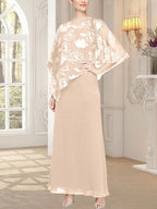 Langes Glitzer-Mesh-Kleid mit neuartigem asymmetrischem Überwurf-Oberteil 