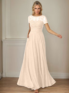 Dunkelblaues A-Linien-Pailletten-Chiffonkleid mit U-Boot-Ausschnitt 