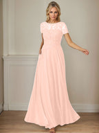 Dunkelblaues A-Linien-Pailletten-Chiffonkleid mit U-Boot-Ausschnitt 