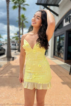 Eng anliegendes V-Ausschnitt Blumen Heimkehrkleid Partykleid