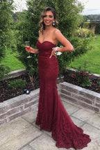 Vestidos de encaje con escote corazón para fiesta de graduación, vestido de noche sin tirantes
