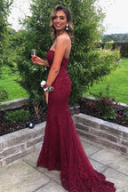 Vestidos de encaje con escote corazón para fiesta de graduación, vestido de noche sin tirantes