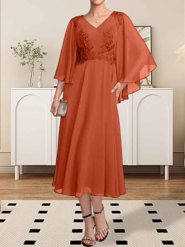 Vestido de gasa con encaje y escote en V, largo hasta la rodilla, para madre de la novia, con lentejuelas y abalorios