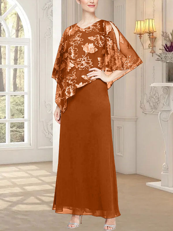 Langes Glitzer-Mesh-Kleid mit neuartigem asymmetrischem Überwurf-Oberteil 