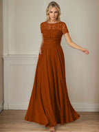 Dunkelblaues A-Linien-Pailletten-Chiffonkleid mit U-Boot-Ausschnitt 