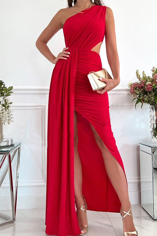 Vestido largo Meridress de corte asimétrico, sin mangas y con un solo hombro