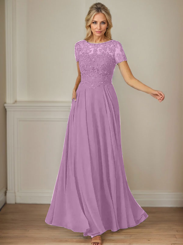 Dunkelblaues A-Linien-Pailletten-Chiffonkleid mit U-Boot-Ausschnitt 