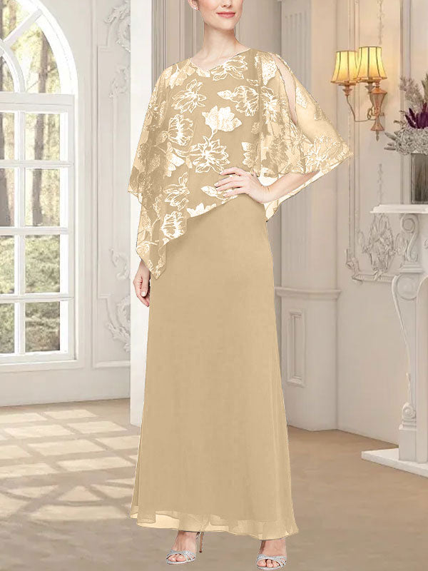 Langes Glitzer-Mesh-Kleid mit neuartigem asymmetrischem Überwurf-Oberteil 