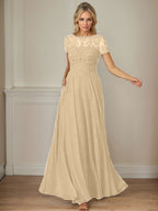 Dunkelblaues A-Linien-Pailletten-Chiffonkleid mit U-Boot-Ausschnitt 