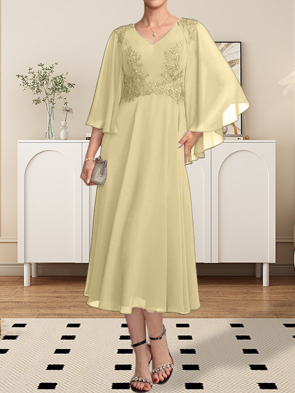 Vestido de gasa con encaje y escote en V, largo hasta la rodilla, para madre de la novia, con lentejuelas y abalorios