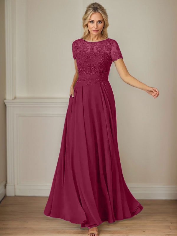 Dunkelblaues A-Linien-Pailletten-Chiffonkleid mit U-Boot-Ausschnitt 