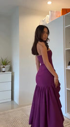 Chic Straight Across Sleeveless Pleated Split Prom Dress