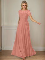 Dunkelblaues A-Linien-Pailletten-Chiffonkleid mit U-Boot-Ausschnitt 