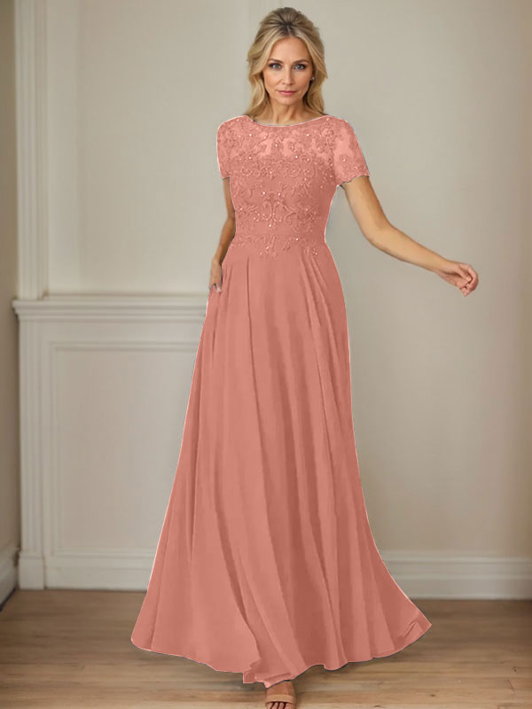Dunkelblaues A-Linien-Pailletten-Chiffonkleid mit U-Boot-Ausschnitt 